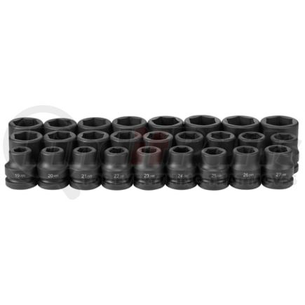 Grey Pneumatic 9026M Socket Set 26-Piece, 1" Drive 6-Point, 19mm to 44m Length, Impact Socket Set, with Metal Case