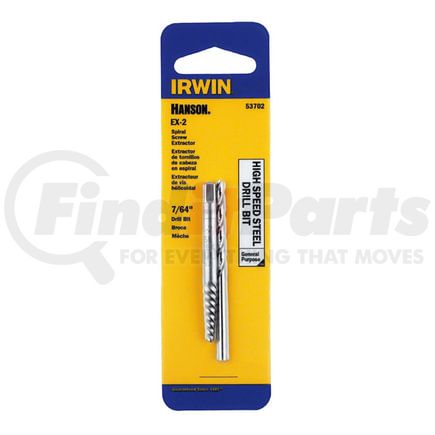 Hanson 53702 Screw Extractor and Drill Bit Combo Pack, EX-2 Extractor and 7/64" Bit, Carded