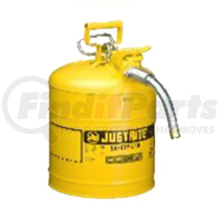 Justrite 7250220 Fuel Can 5 Gallon, 5/8" Metal Hose, Steel Safety Can for Diesel, Type II, AccuFlow, Yellow