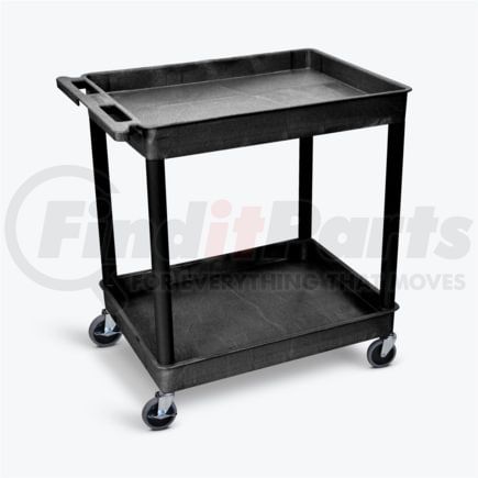 Luxor TC11-B Utility Cart Luxor® TC11 Tray Top Shelf 2 Shelf Plastic Utility Cart 32x24 4" Casters