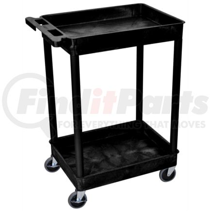 Luxor STC11-B Utility Cart Luxor® STC11 Tray Top Shelf 2 Shelf Plastic Utility Cart 24x18 4" Casters