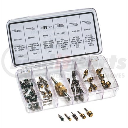 Mastercool 91337 A/C Service Valve Core Tool 51-Pieces R12, R134a, and R1234yf Valve Core Repair Kit with Remover Tool