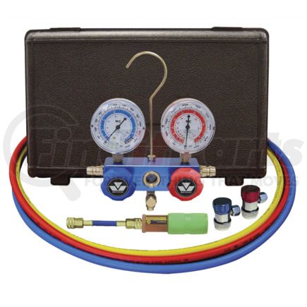 Mastercool 89661-UV A/C Compressor Piston Ring Tool Aluminum 2-Way Manifold and Mini Dye Injector with Manual Coupler
