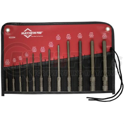 Mayhew Tools 62254 Air Tool Hammer and Punch Set 5-Piece Roll Pin Pilot Punch Kit with Heavy Duty Tension Pin Driver Hand