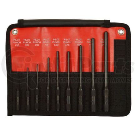 Mayhew Tools 62252 Air Tool Punch and Chisel Set 9-Piece Roll Pin Pilot Punch Kit with Heavy Duty Tension Pin Driver Hand