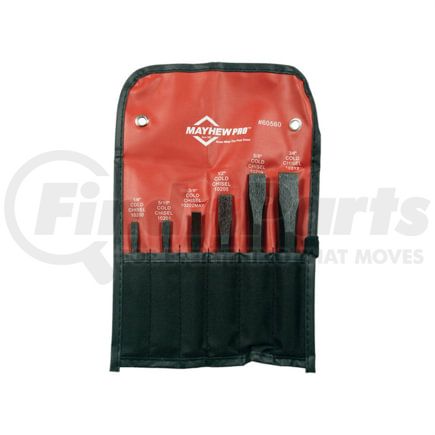 Mayhew Tools 60560 Air Hammer Chisel 6-Piece Cold Chisel Kit with Varied Flat Blade Widths Hex Alloy Steel Metal Cutting
