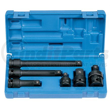 Grey Pneumatic 2200 Socket Driver Adapter Set 6-Piece, 1/2" Drive Impact Driver Adapter and Extension Set, with Case