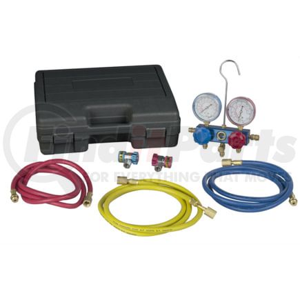 Robinair 49134A A/C Service Coupler 2-Way Anodized Aluminum Manifold Gauge Set with 60 In. Hoses and Storage Case