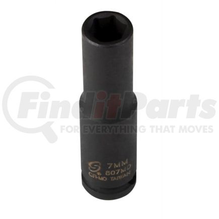 Sunex Tools 807MD Socket 7mm x 1/4" Drive 6-Point Deep Impact Socket in Chrome Molybdenum Alloy Steel w/ Radius-Corner Design
