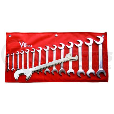 V8 Hand Tools 214 Wrench Angle Head Combo Wrench Set, Fractional, 14 pc.
