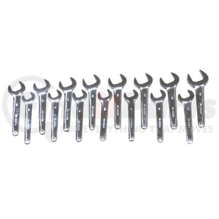 V8 Hand Tools 9515 Wrench Set Wrench Set - Single Open End 15 Piece, Drop-Forged Steel, Polished, Red Case