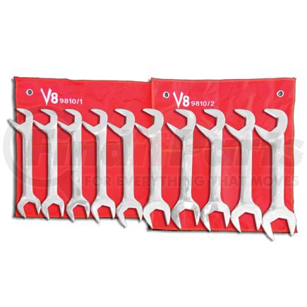 V8 Hand Tools 9810 Jumbo Angle Head Wrench Set, SAE, 10 pc