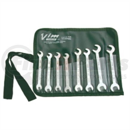 Vim Tools VM50 Wrench Set 8-Piece Metric Miniature Midget Ignition Open End Wrench Set Four to 9 mm