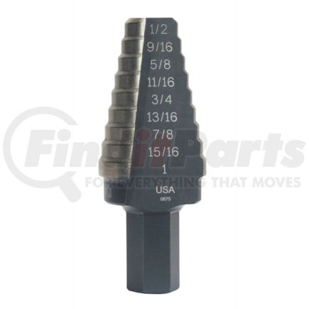 Vise Grip 10220CB Drill Bit 9/16-Inch to 1-Inch 8-Step Cobalt High Speed Steel Unibit Step Drill Bit