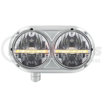 United Pacific 32142 Headlight Assembly Headlight Assembly - LH, LED, 5-3/4", Polished Housing, High/Low Beam, with Amber LED