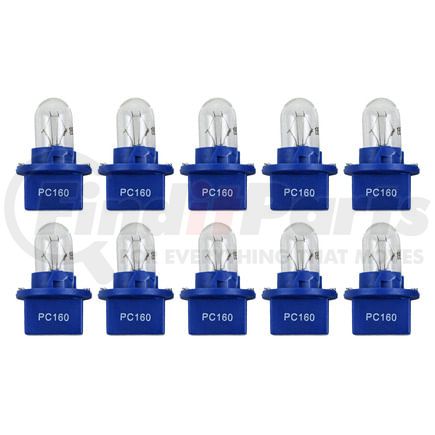 Wagner PC160 Multi-Purpose Light Bulb Instrument Panel Light Bulb - 0.190A, 14V, 2.660 Watts, C-2F Filament