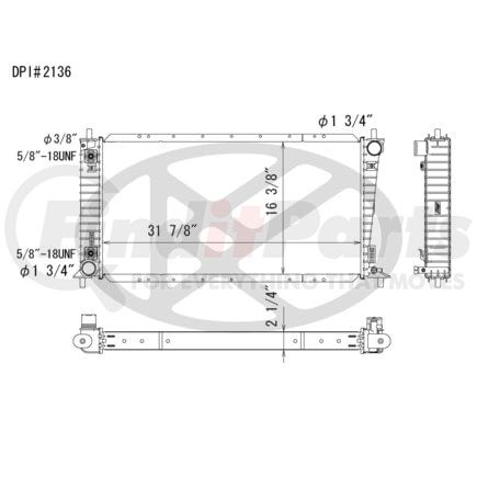 Koyorad A2136 Radiator Plastic Tank With Aluminum Core Radiator.