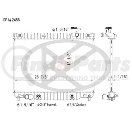 Koyorad A2458 Radiator Plastic Tank With Aluminum Core Radiator.