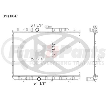 Koyorad A13047 Radiator Plastic Tank With Aluminum Core Radiator.