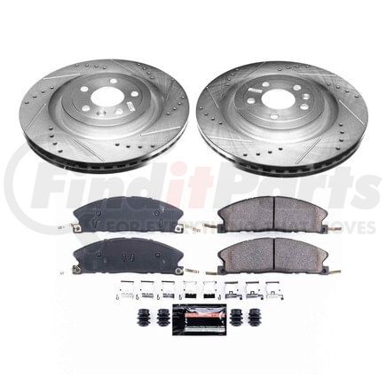 PowerStop Brakes K6374 Disc Brake Kit Z23 Daily Driver Carbon-Fiber Ceramic Brake Pad and Drilled & Slotted Rotor Kit