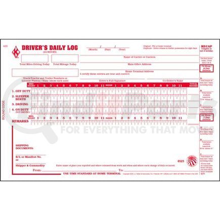 JJ Keller 8525 On-Board Diagnostics Reference Book Driver's Daily Log Book w/Detailed DVIR, 2-Ply, w/Carbon, w/Recap - Stock
