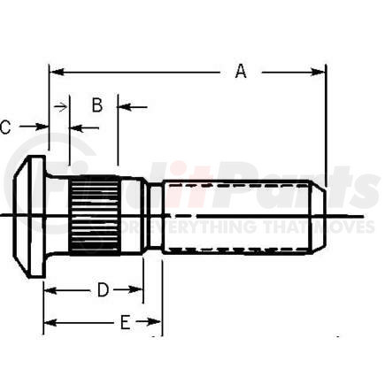 Accuride W1090R 1.125-16 X 3.06 - Wheel Bolt (Gunite)