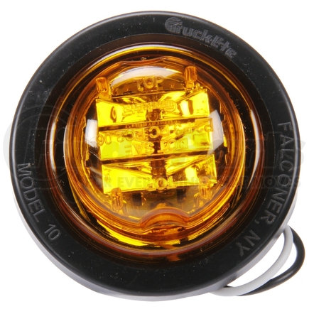10075Y3 by TRUCK-LITE - 10 Series LED Clearance / Marker Light - High Profile, Yellow Round, 8 Diode, PC, Black PVC Grommet Mount, PL-10, .180 Bullet Terminal/Ring Terminal, 12V, Kit, Bulk