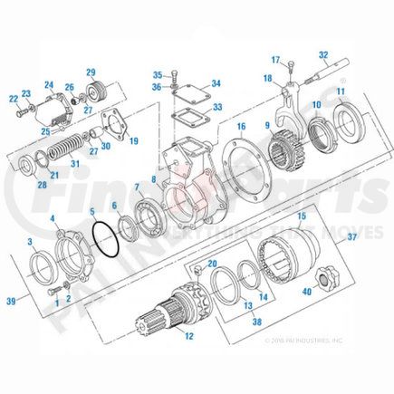 EM21650 by PAI - Inter-Axle Power Divider Kit - Divider Kit Coarse Spline Mack CRDPC 92 / 112 w/ Lockout Differential