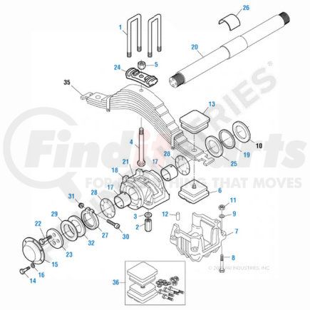 EM47090 by PAI - Trunnion Assembly - Mack 65,000 lb Rear Suspension Application