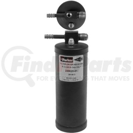 37-13590 by OMEGA ENVIRONMENTAL TECHNOLOGIES - A/C Receiver Drier - 3/8MF 5/16 Barb 2 1/2 in. x 8 in. with Serv Port