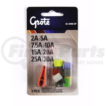 82-ANM-8P by GROTE - Miniature Blade Fuse Assortment & Puller, 9 Pk