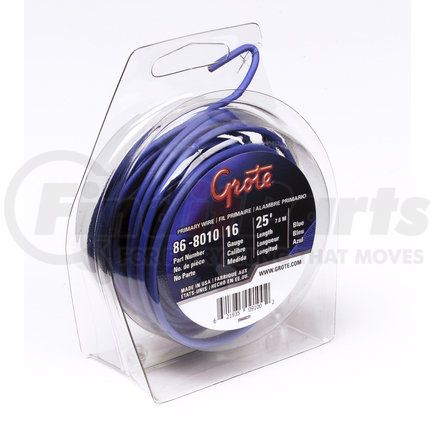 86-8010 by GROTE - Primary Wire - 25 ft. x 0.105 in., Blue, Plastic, Rated to 60V, GPT Style