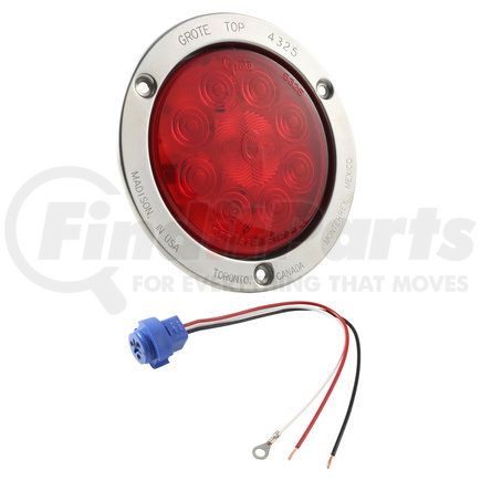 53432 by GROTE - SuperNova 4" 10-Diode Pattern LED Stop / Tail / Turn Light - Male Pin, Red Kit (53302 + 67002)