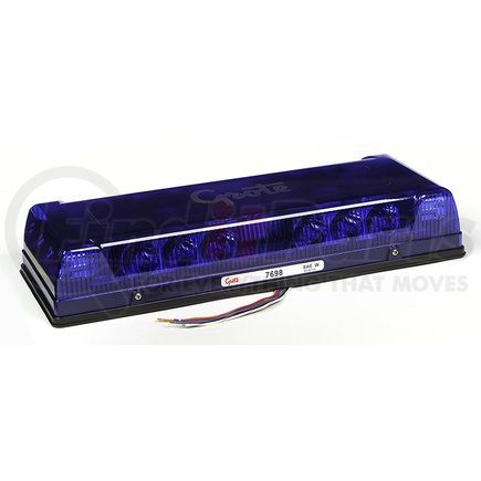 76985 by GROTE - 17" Low-Profile LED Mini Light Bar - Permanent Mount, Blue