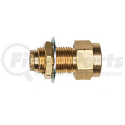 APB86H4X2 by HALDEX - Midland Push-to-Connect (PTC) Fitting - Brass, Bulkhead Union Type, Female Connector, 1/4 in. Tubing ID