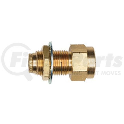 APB86H6X6 by HALDEX - Midland Push-to-Connect (PTC) Fitting - Brass, Bulkhead Union Type, Female Connector, 3/8 in. Tubing ID