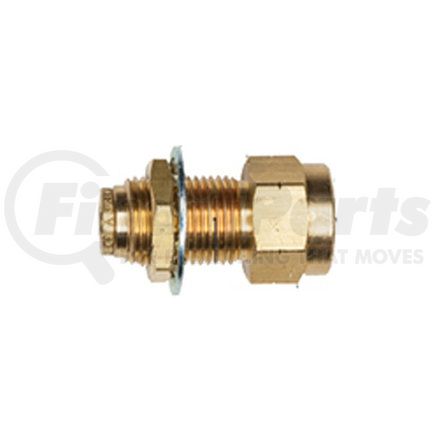 APB86H6X4 by HALDEX - Midland Push-to-Connect (PTC) Fitting - Brass, Bulkhead Union Type, Female Connector, 3/8 in. Tubing ID