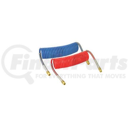 11953 by HALDEX - Midland Trailer Connector Kit - Air Coil Set, Blue and Red, 15 ft., 1/2 in. (Trailer) and 3/8 in. (Tractor) Thread, 12 in. Pigtail Length