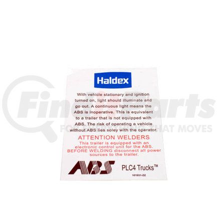A993107 by HALDEX - ABS Warning Label