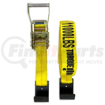 TR3230-R by TORQUE PARTS - Winch Strap - 2" x 30', Nylon, with Ratchet & Zinc Coated Flat Hooks, Heavy Duty 11000lbs Break Strength