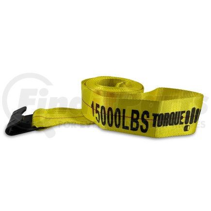 TR3430 by TORQUE PARTS - Winch Strap - 4 in. x 30 ft., Yellow, with Flat Hook, 15000 lbs. Break Strength