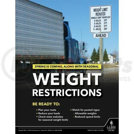63852 by JJ KELLER - Motor Carrier Safety Poster - Weight Restrictions