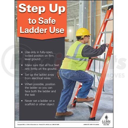 63850 by JJ KELLER - Workplace Safety Training Poster - Step Up To Safe Ladder Use