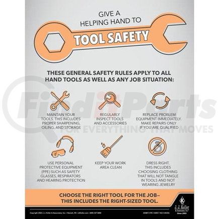 63887 by JJ KELLER - Construction Safety Poster - Give A Helping Hand To Tool Safety