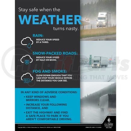63860 by JJ KELLER - Stay Safe When The Weather Turns Nasty - Driver Awareness Safety Poster