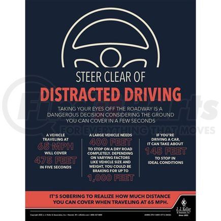 63895 by JJ KELLER - Construction Safety Poster - Steer Clear of Distractive Driving
