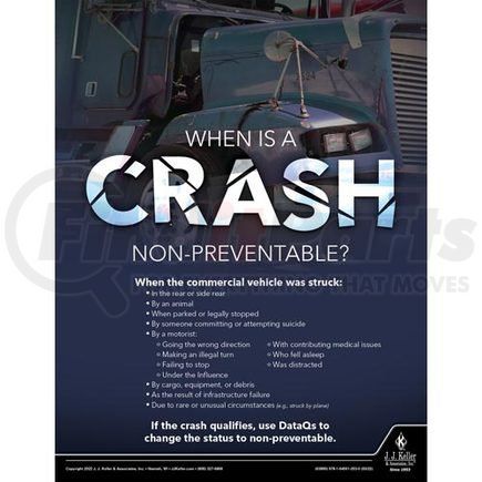 63890 by JJ KELLER - Transport Safety Risk Poster - When Is A Crash Non-Preventable