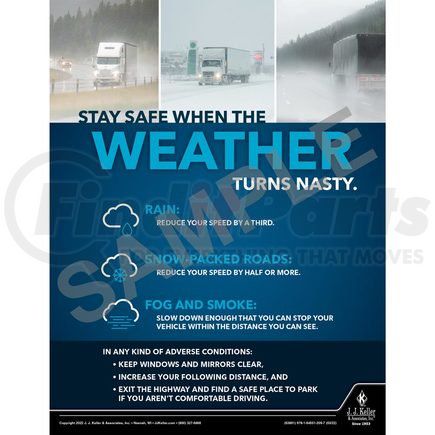 63891 by JJ KELLER - Transportation Safety Poster - Stay Safe When The Weather Turns Nasty