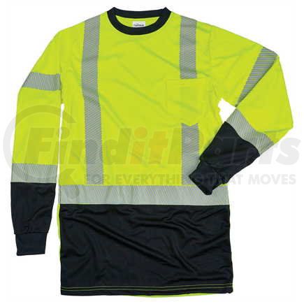 64347 by JJ KELLER - Safegear™ Long-Sleeve T-Shirt Type R Class 3, Lime Green, Large, Polyester, Vertical Back, with Outer Pockets