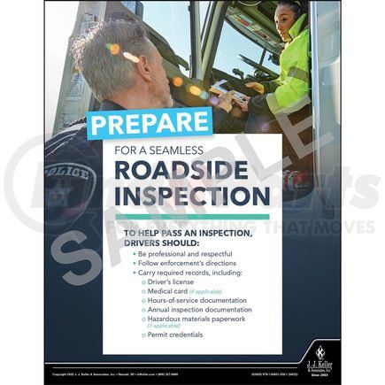 63929 by JJ KELLER - Transport Safety Risk Poster - Prepare For A Seamless Roadside Inspection